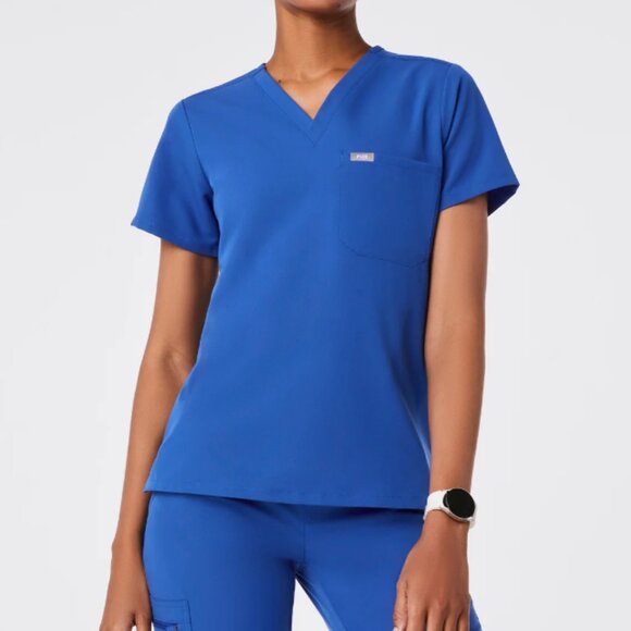 Figs Winning Blue Catarina One Pocket Scrub Top EUC - Picture 5 of 5